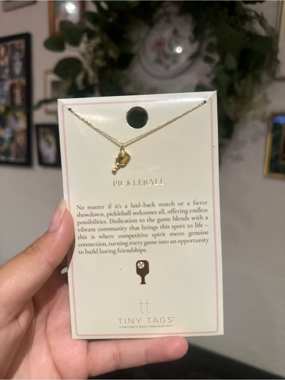 Gold 14k ion plating with brass base Pickleball Necklace